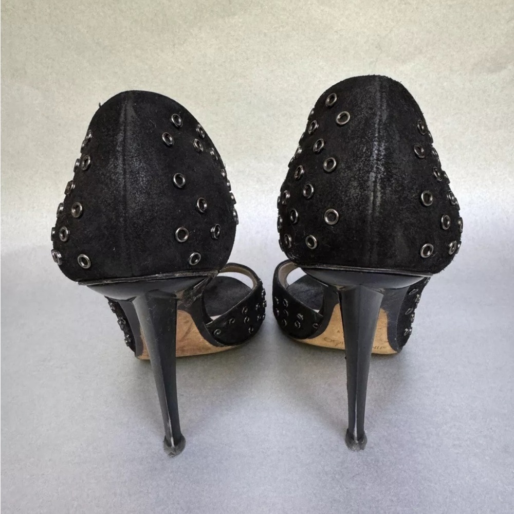 Jimmy Choo London Sz 8.5 EU 39 Black Open Toe Heel Pumps Party Formal - Picture 5 of 8